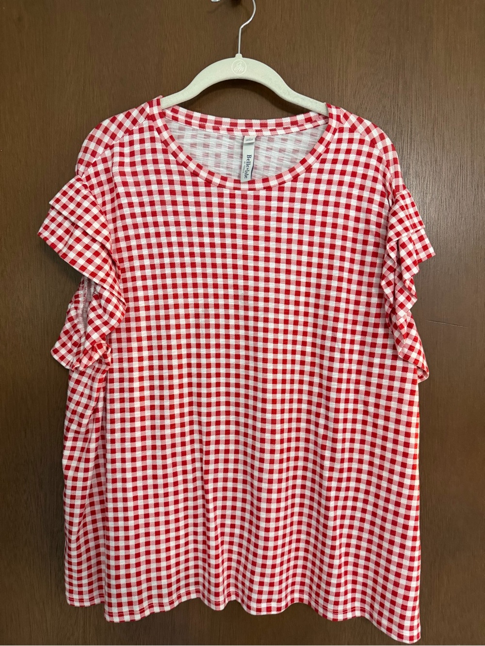 torrid Red and White Gingham Ruffle Sleeve Tunic